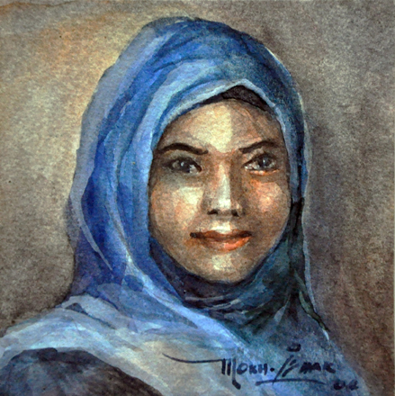 43-<b>Mokhtar Ishak</b>. Portrait of a lady (2002) 9.5cm x 9cm - 43-Mokhtar-Ishak.-Portrait-of-a-lady-2002-9.5cm-x-9cm-Watercolour-on-cardboard