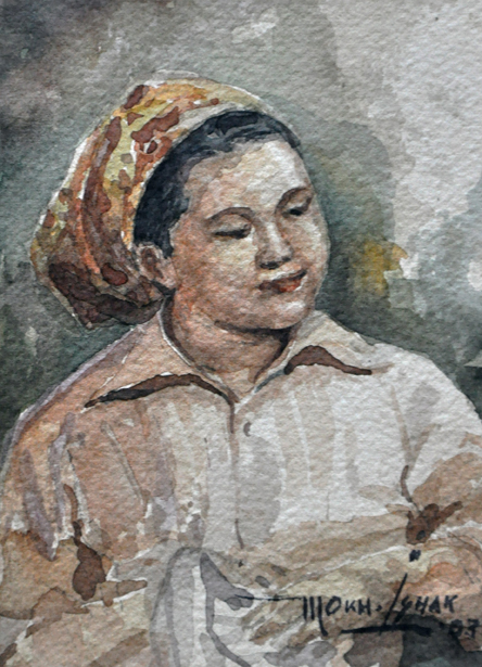 44-<b>Mokhtar Ishak</b>. Siamese Girl (2007) 13.5 cmx 9.5cm Watercolour on - 44-Mokhtar-Ishak.-Siamese-Girl-2007-13.5-cmx-9.5cm-Watercolour-on-paper