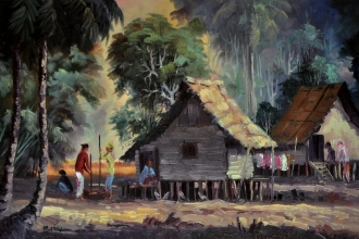 M. Zain, Malay Hut 1965 Oil on canvas 38.5 x 58.5 cm