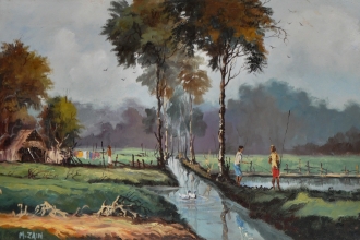 M. Zain, Paddy Field 1965 Oil on canvas 38.5 x 58.5 cm