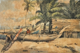 Mohd Zain Idris Fishing Village Kuala Besut Terengganu Watercolour on paper 36.5 x 56.5 cm