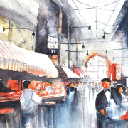 25-Nik-Rafin-M-'Foodmarket-in-Central-Melbourne'-(1999)-Watercolour-on-Paper-16cm-x-21cm-RM-250---300-