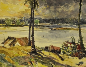 21-Khalil Ibrahim, Kota Bharu (1995) Watercolour on Paper 54cm x 36cm