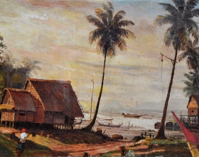 22-Khalil Ibrahim, Sunset, (1957) SOLD Oil on Canvas 53.5cm x 34.5cm