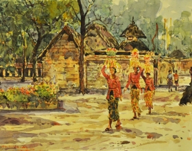 31-Shafurdin Habib, Bali Series, On Way to Temple II (2010) 30.5cm X 45.8cm, Watercolour on Paper