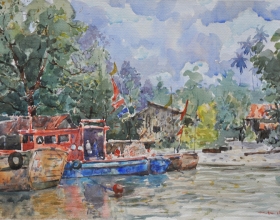 39-Shafurdin Habib, Berlabuh (2011) 30.5cm x 45.8cm Watercolour on Paper