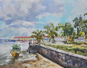 42-Shafurdin Habib, Kuala Terengganu (2011) 30.5cm x 45.8cm, Watercolour on Paper