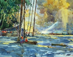 55-Shafurdin Habib, Sg Besar Series, Pantai Sabak (2010) 30.5cm x 45.8cm, Watercolour on Paper